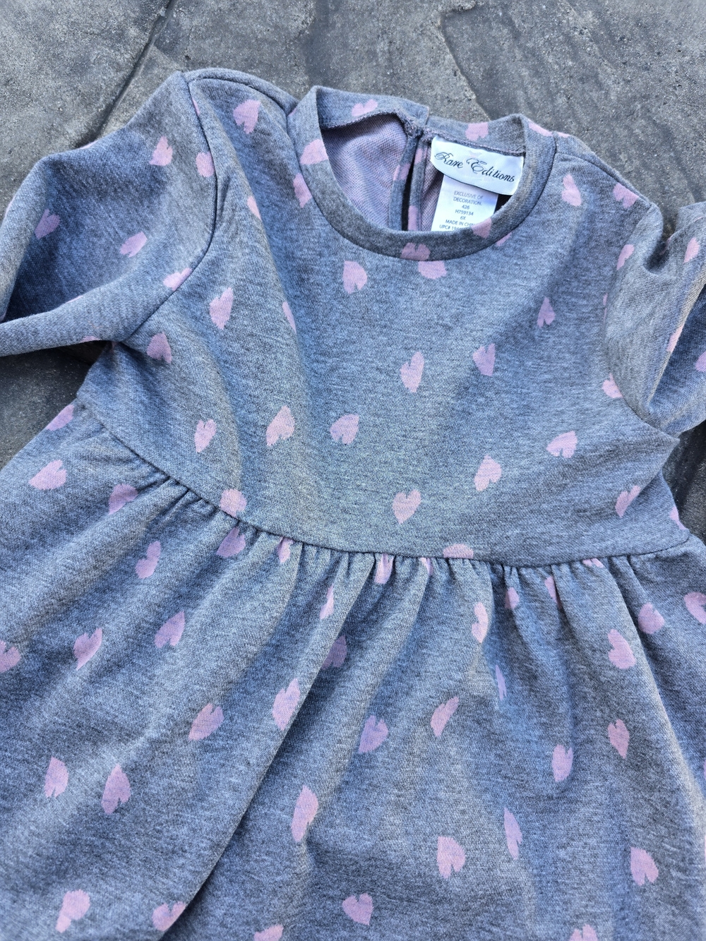 Rare Editions Gray Dress with Pink Heart Print By RARE EDITIONS